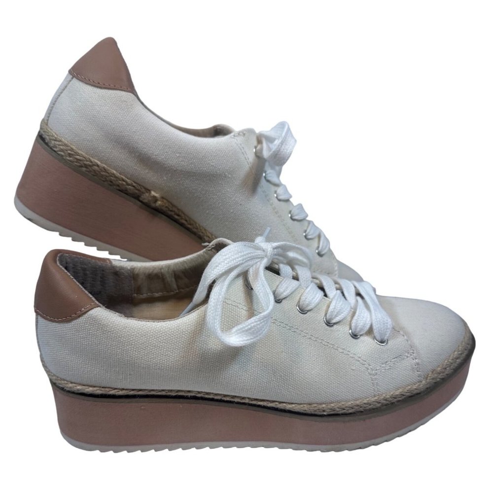 Dolce Vita Platform Sneaker Womens 6.5 M Tomas Canvas Off White